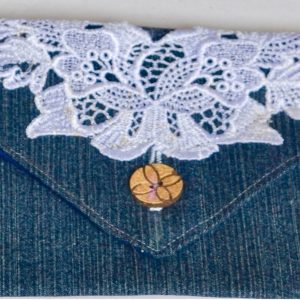 Denim Lace Pouch